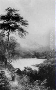 Figure In A Highland Lake Landscape by John MacWhirter