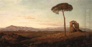 A View In The Roman Campagna Showing The Aqueduct Of Claudius by John MacWhirter