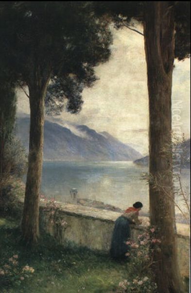 A Terrace, Lake Of Como, Morning - view 1