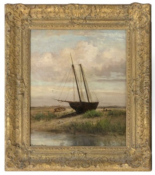 A Beached Boat, Possibly A Nantucket Scene - view 1