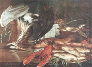 Still Life With Dead Game And Fish by Richard Willes Maddox