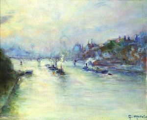 Le Pont Des Arts Seine by Gustave Madelain