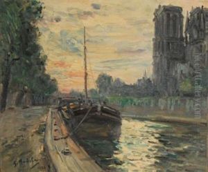 La Seine A Paris, 1930 by Gustave Madelain