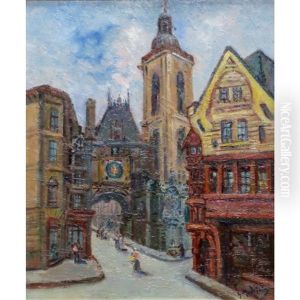 La Porte Du Grand Horloge A Rouen by Gustave Madelain