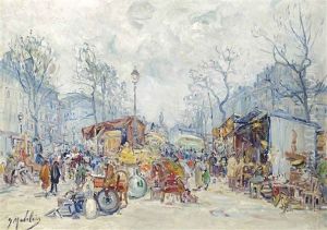 A Parisian Antiques Market by Gustave Madelain