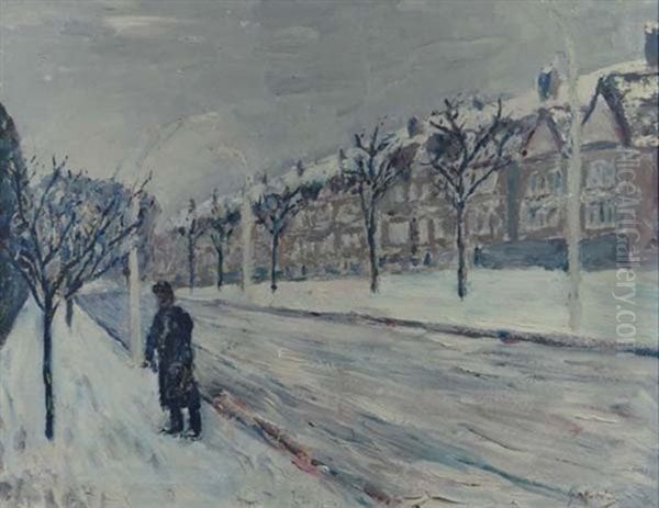 Street Scene In The Snow In Rouen - view 1
