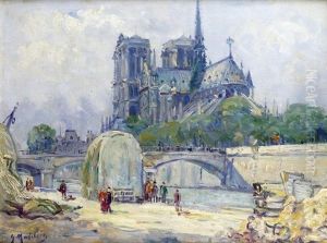 Paris, Les Quais Et Notre-dame, Vue Du Chevet by Gustave Madelain