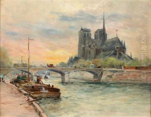 Paris, La Seine Et Notre Dame by Gustave Madelain