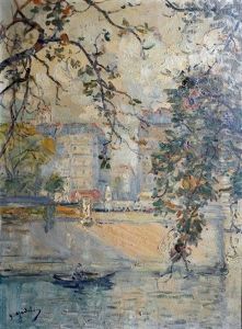 Canot Sur Les Quais De La Seine A Paris by Gustave Madelain