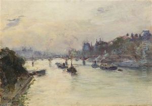 Le Pont Des Arts Seine by Gustave Madelain