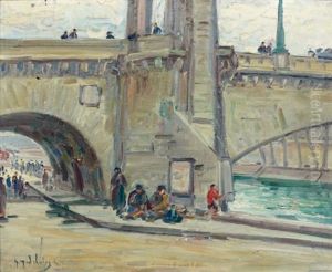 Promeneurs Et Pecheurs Sous Un Pont De Seine Promeneurs Et Pecheurs Sous Un Pont De Seine