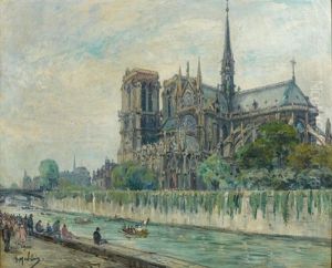 Paris, La Seine A Notre Dame by Gustave Madelain