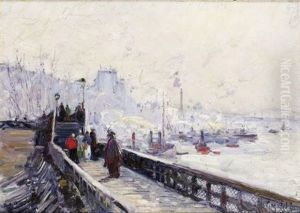 Paysage Au Pont (rouen ?) by Gustave Madelain