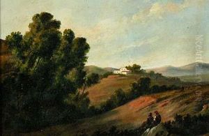 Paisaje Con Masia Y Figuras. by Jose Berga Boix
