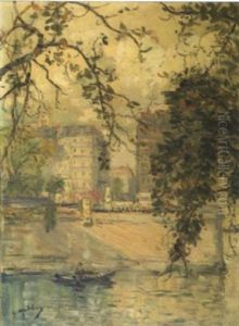 Paris, La Seine, L'ile De La Cite by Gustave Madelain
