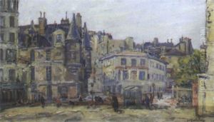 Les Travailleurs Pres De L'hotel De Sens A Paris by Gustave Madelain