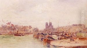 Les Peniches En Bord De Seine by Gustave Madelain