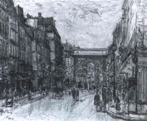 La Porte Saint-martin Et La Rue Faubourg Saint-martin Pavoisee by Gustave Madelain