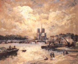 Paris, La Seine Et Notre-dame by Gustave Madelain