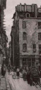La Vieille Rue De L'hotel De Ville by Gustave Madelain