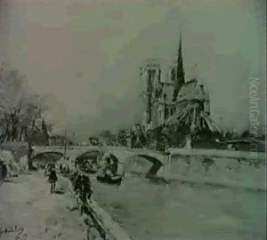 Paris: Sur Les Quais A Notre-dame by Gustave Madelain