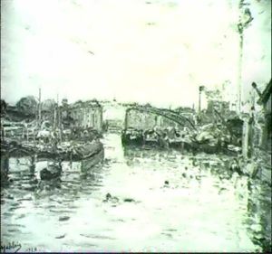 Paris: La Baignade A L'entree Du Bassin De La Villette by Gustave Madelain