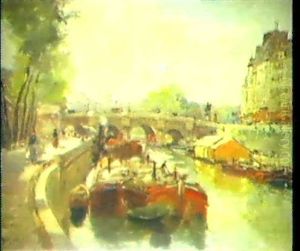 Pariser Seinequai Mit Lastkahnen