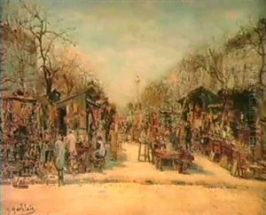 Le Marche Aux Puces, Boulevard, R. Lenoir by Gustave Madelain