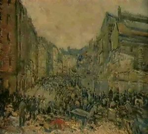 Le Marche Saint Medard Entre La Rue Mouffetard Et La Rue    Gracieuse by Gustave Madelain