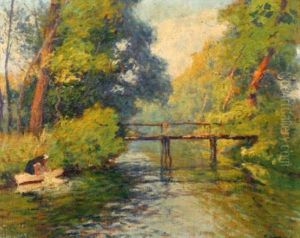 Paysage De La Creuse Au Pont Et A La Lavandiere by Paul Madeline
