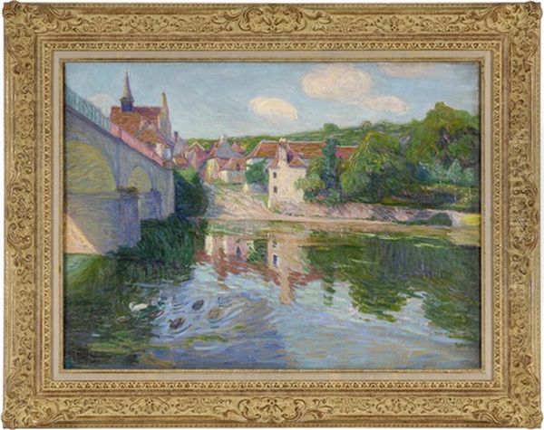 Sommerliche Fluslandschaft Mit Dorfansicht - view 1