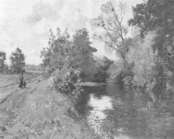 Femme Et Enfant Pres D'une Riviere - view 1