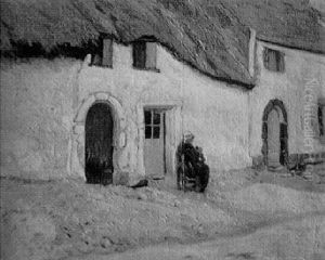 Couture Devant La Porte De La Chaumiere by Paul Madeline