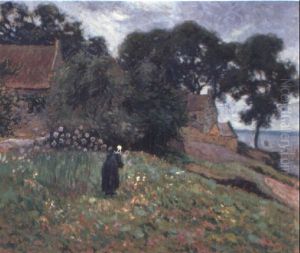 Sommarlandskap Med Kvinna Pa Ang Sommarlandskap Med Kvinna Pa Ang