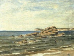 Badende In Einer Strandlandschaft Badende In Einer Strandlandschaft