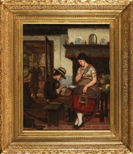 Escena De Interior", 1874 by Adrien Jean Madiol