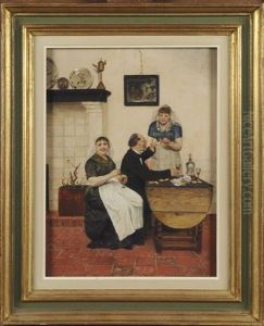 Scene D'interieur by Adrien Jean Madiol