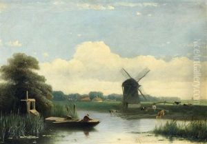 Hollandische Flusslandschaft by Antonius Josephus Madlener