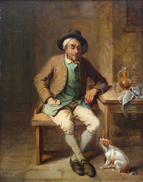 A Pipe Smoker With His Dog - view 1