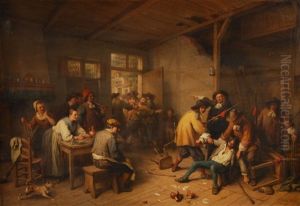 La Partie De Cartes Contestee by Jean-Baptiste Madou