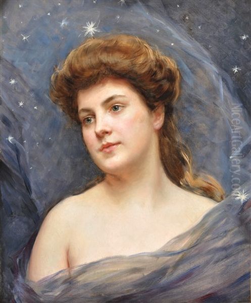 Retrato De Mujer Con Tules Azules - view 1