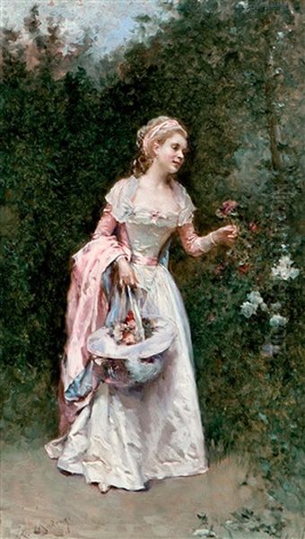 Joven Recogiendo Flores - view 1