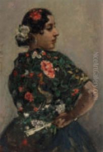 Junge Spanierin Mit Blumen Im Haar Junge Spanierin Mit Blumen Im Haar
