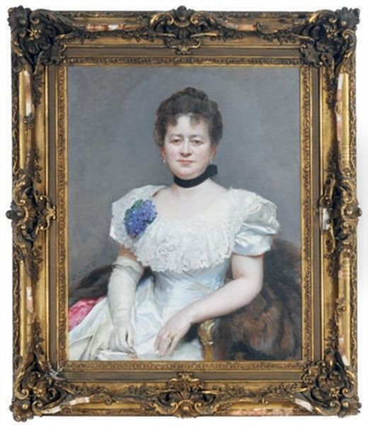 Portrait Of Mrs Blumenstiel (+ A Companion Portrait Of Her Husband, Alexander Blumenstiel; Pair) - view 1