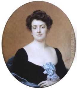 Retrato De Dama Con Mono Azul
