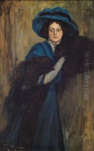 Retrato De Dama En Azul by Raimundo de Madrazo y Garreta