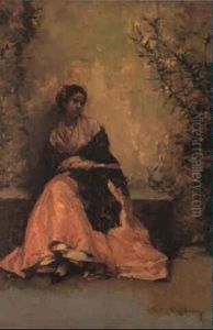 Young Woman With Fan by Raimundo de Madrazo y Garreta