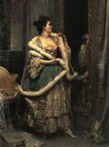 La Mujer Se Esta Mirando En El Espejo by Raimundo de Madrazo y Garreta