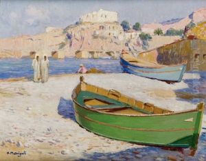 Barques En Bord De Mer, Tunisie by Olynthe Madrigali