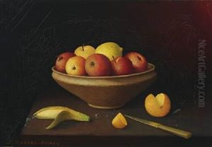 Still Life With Fruit In A Dish On A Table by Jeppe Madsen Ohlsen